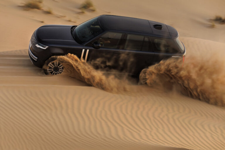 Range Rover Electric prototypes being tested in the deserts of the United Arab Emirates